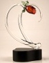 Frabel Studios  From the Heart Mothers Day Glass Sculpture - Abstract Heart with Red Rose Bud